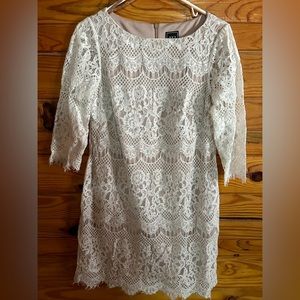 ⭐️ special- 3/ $30 ⭐️ JH EUC women’s beige lacy dress (has tan underslip)